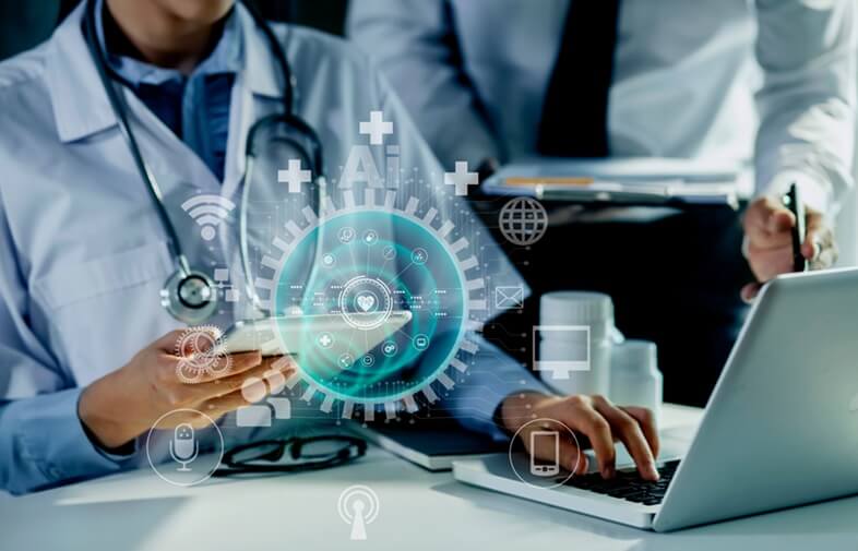 Doctor using digital healthcare to improve service delivery